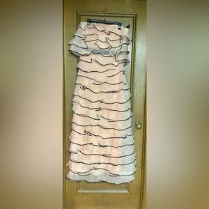 Sachin + Babi %100 Silk Black and Pink One Shoulder Gown